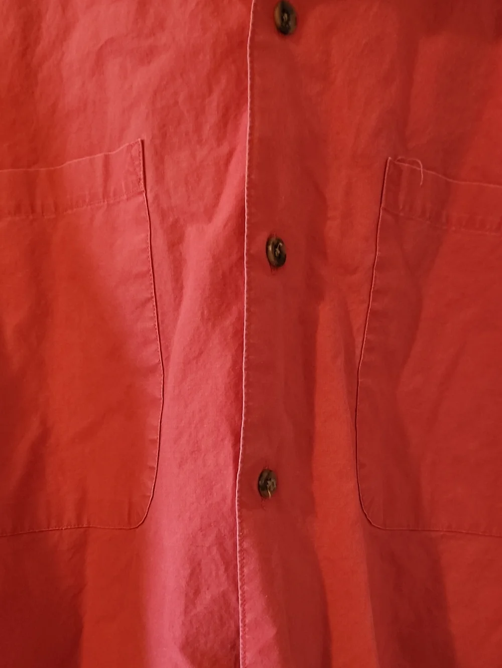 Rare ! VTG Banana Republic Men's Coral Red Button-Up Shirt Sz L 100% Cotton